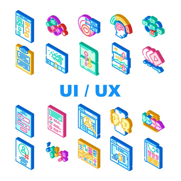 ui interfaccia web icone mobili set vettore