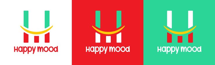 Vettore umore felice con il design del logo sorridente
