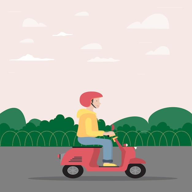 Un adesivo con l'uomo della consegna su una motocicletta