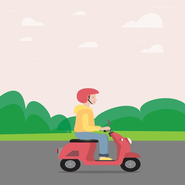Un adesivo con l'uomo della consegna su una motocicletta