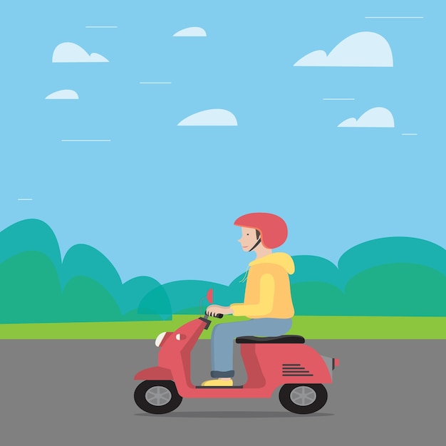 Un adesivo con l'uomo della consegna su una motocicletta