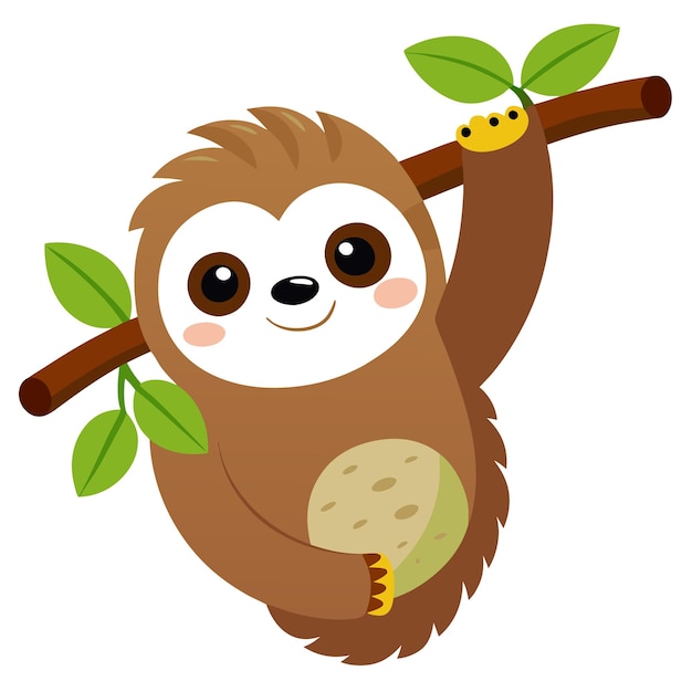 Un adorabile pigro appeso a un ramo