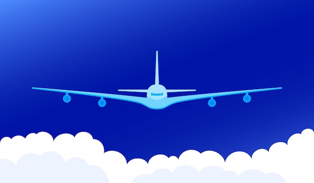 Un aereo nel cielo blu tra le nuvole un modello di poster per una pagina web ecc.