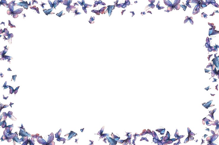 Vettore un'affascinante collezione di delicate farfalle in tonalità di blu e viola ideali per sfondi eleganti e artistici perfetti per disegni che evocano bellezza grazia e tranquillità