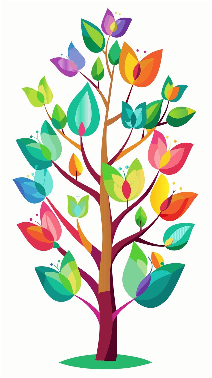 Vettore un albero con foglie colorate