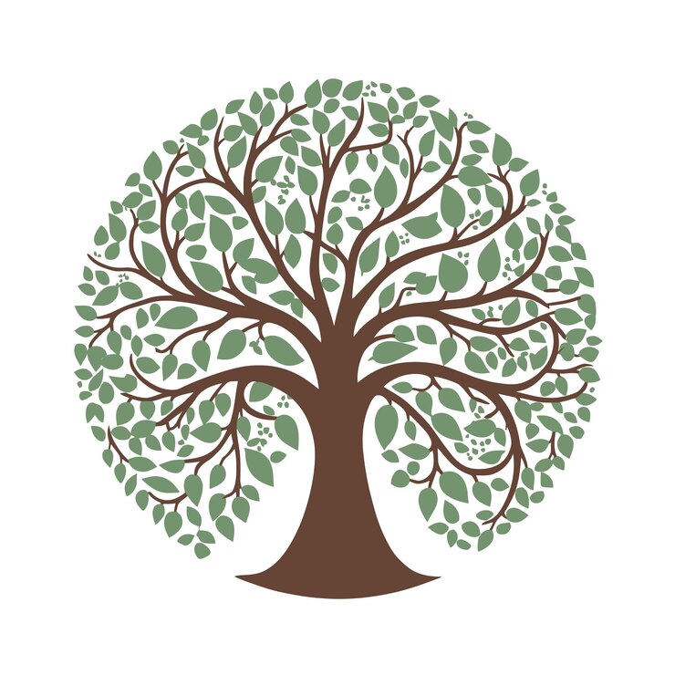 un albero con foglie verdi e un albero verde con la parola " I love " su di esso