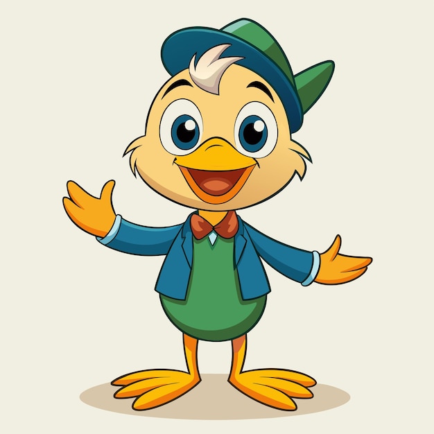 un'anatra dei cartoni animati con un cappello che dice anatra
