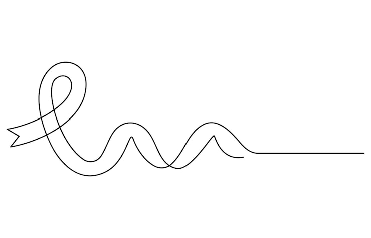 Vettore un'arte a linea di ribbon cancer come confine in contorno continuo ribbon disegnato in una linea continua
