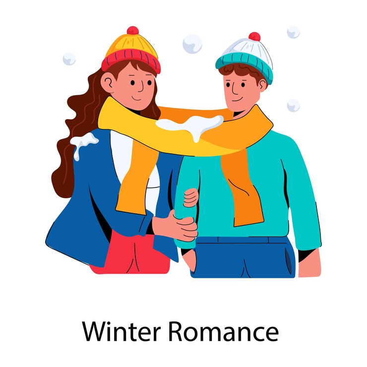 Vettore un'attraente icona piatta del romanticismo invernale