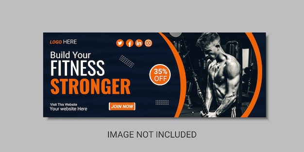 Un banner web per una palestra con l'immagine di un uomo e il testo che dice "crea la tua attività più forte"