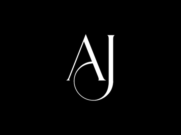 Vettore un bianco e nero pubblicizza il nome aj e j
