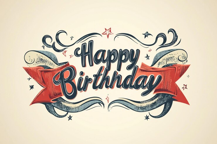 Vettore un biglietto di compleanno con un nastro e un fiocco