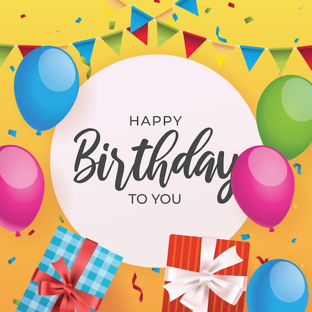 un biglietto di compleanno con uno striscione che dice Buon compleanno a te