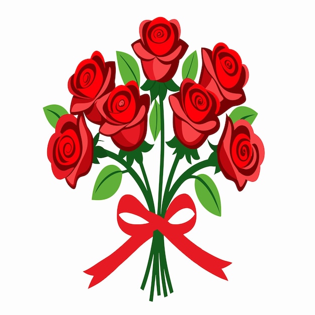 un bouquet di rose rosse con un nastro rosso legato intorno alla parte superiore