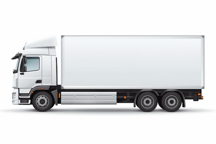 Vettore un camion bianco con un rimorchio bianco che dice "quota camion" sul lato