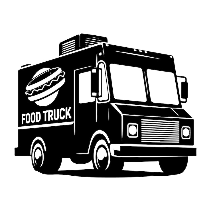 Vettore un camion di cibo che dice camion di cibo su di esso