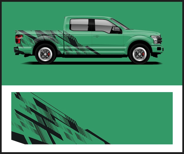Un camion Ford verde con una striscia nera sul lato.