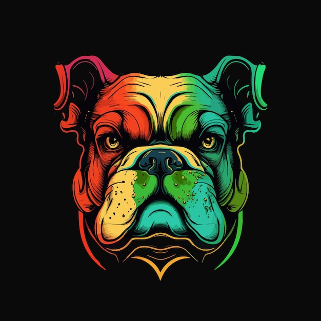 Un cane colorato con una faccia arcobaleno.