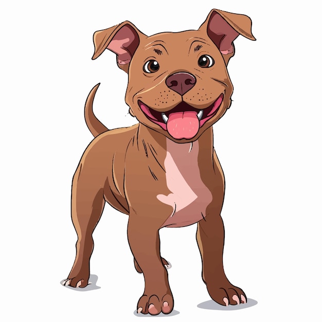 un cane con una lingua rosa appesa è in piedi di fronte a uno sfondo bianco