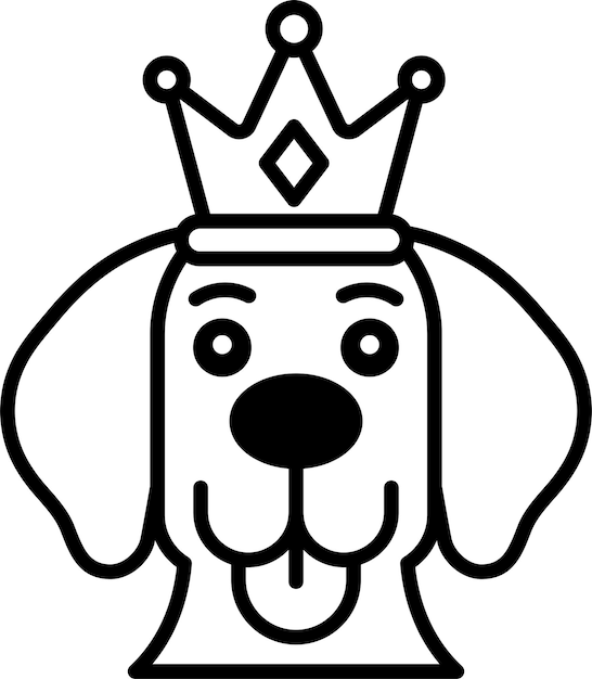 Un cane dei cartoni animati con una corona sulla testa