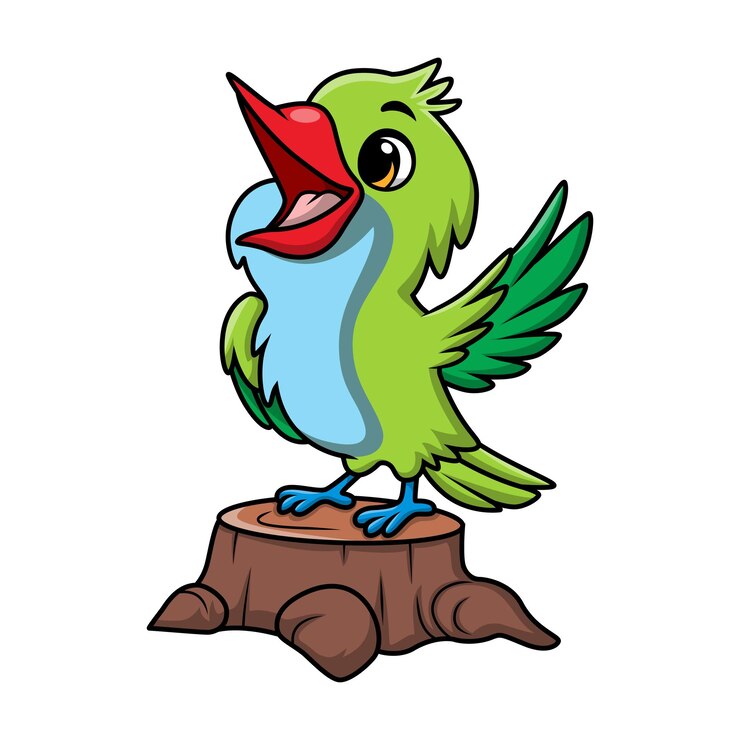 Un caricatura di colibrì carino su sfondo bianco