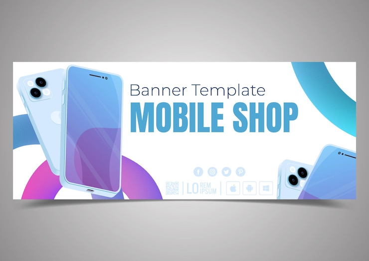 Vettore un cartello bianco che dice display mobile shop