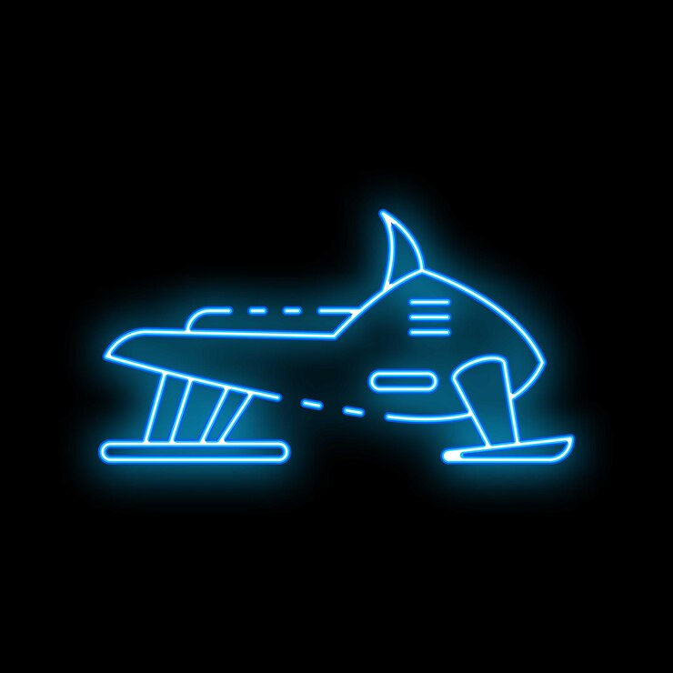 Vettore un cartello blu a neon luminoso su uno sfondo nero