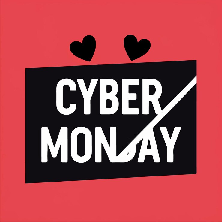 Vettore un cartello nero che dice cyber monday