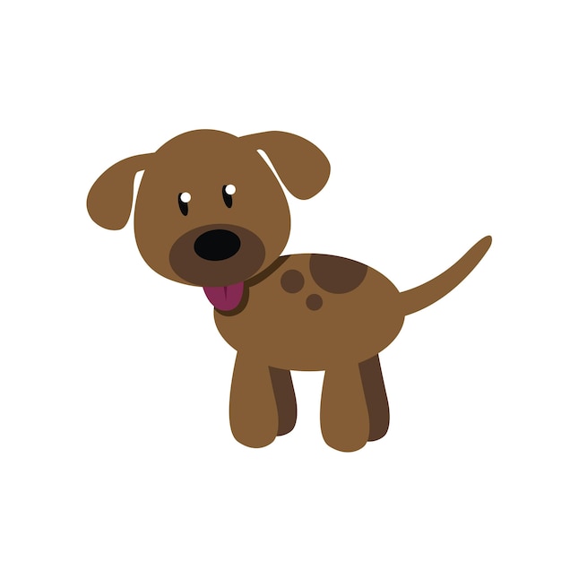 Un cartone animato di un cane marrone con una lingua rosa che pende fuori.