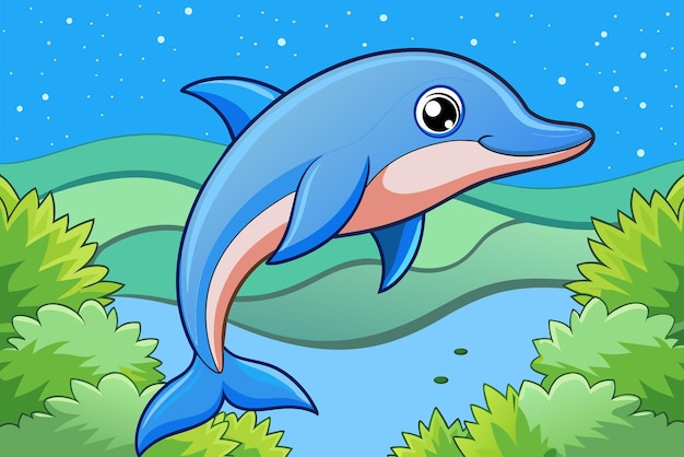 un cartone animato di un delfino con il titolo Happy birthday