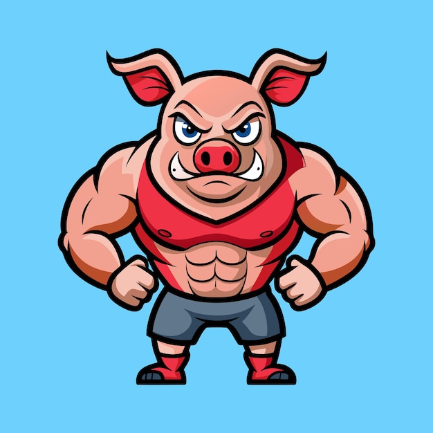 un cartone animato di un maiale con una faccia arrabbiata e guanti da boxe