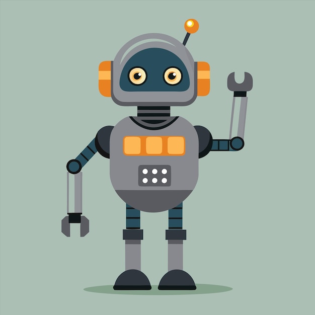un cartone animato di un robot con le parole robot su di esso