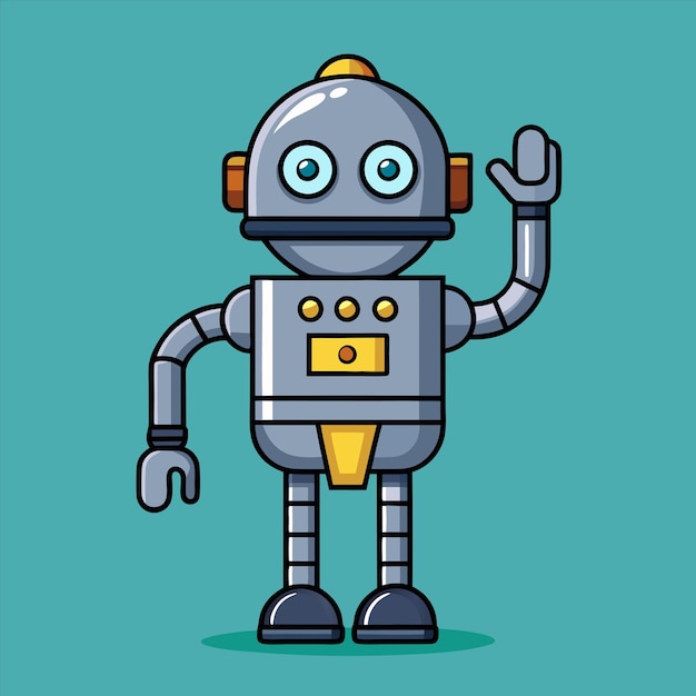 un cartone animato di un robot con una mano in aria