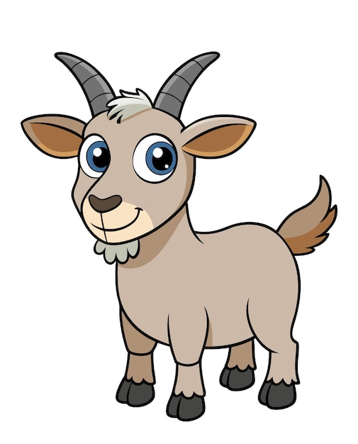 un cartone animato di una capra con un grande sorriso sul viso