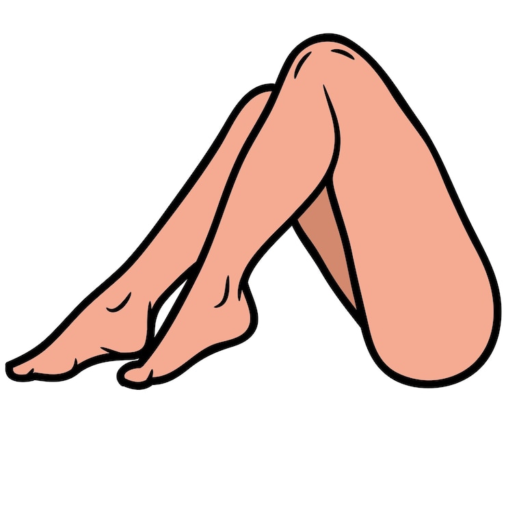 Vettore un cartone animato di una donna le gambe e le gambe sono mostrate