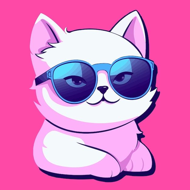 Un cartone animato divertente gatto icona mascotte illustrazione vettoriale carattere animale concept design