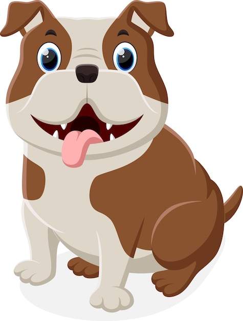 Un cartoon bulldog carino isolato su uno sfondo bianco