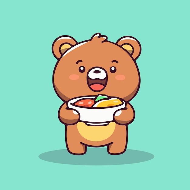 Un cartoon carino che mangia cibo