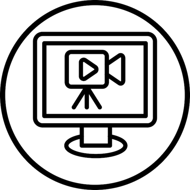 un cerchio bianco con un logo in bianco e nero che dice video su di esso