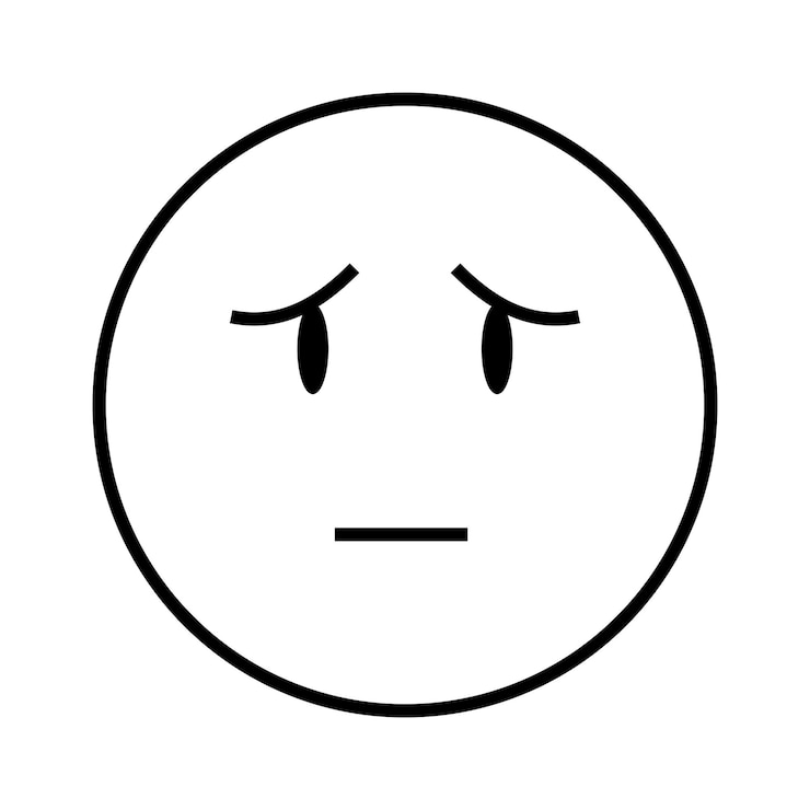 Vettore un cerchio bianco e nero con una faccia triste