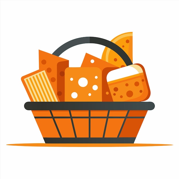 un cesto di formaggi con una cinghia nera che dice " formaggio "