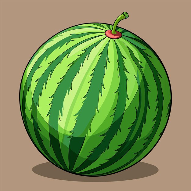 un cocomero con un gambo verde