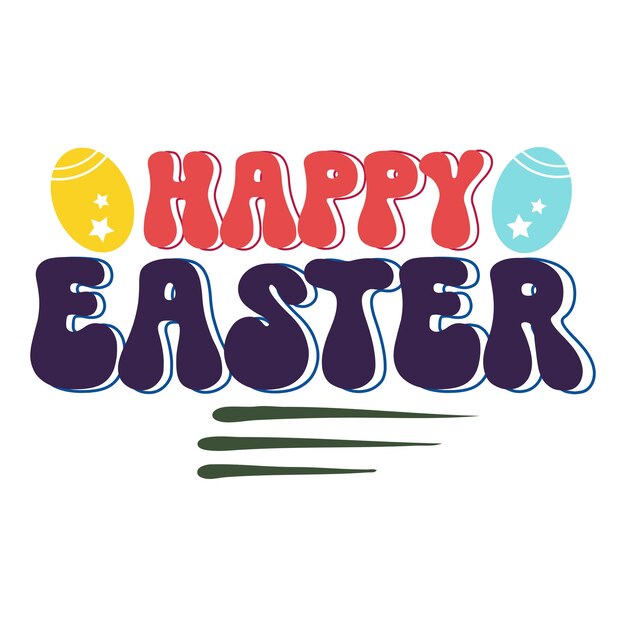 Un colorato logo di buona pasqua con le parole buona pasqua in rosso e arancione.