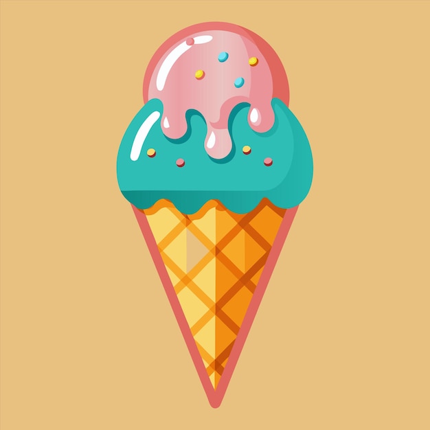 un cono di gelato colorato con glassa blu e verde