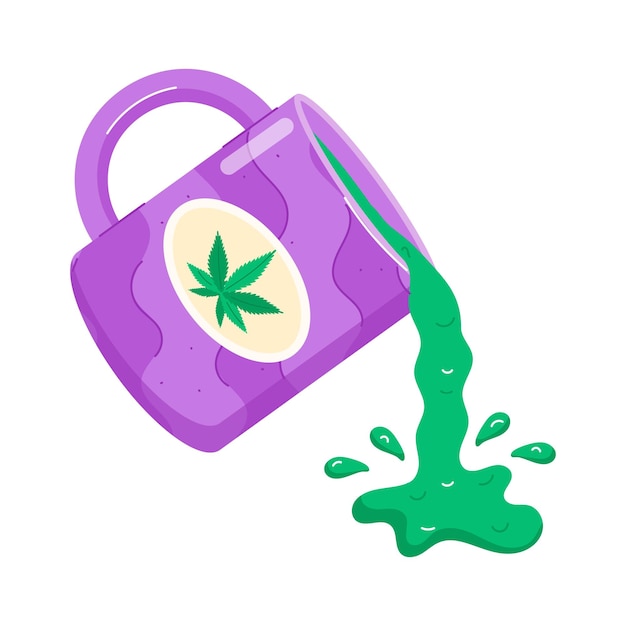 un contenitore di plastica viola con un liquido verde in esso e un liquido verdi in esso