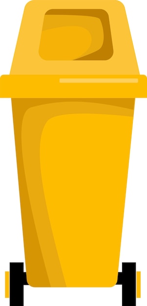 Un contenitore giallo vuoto per la spazzatura separata. Illustrazione vettoriale in uno stile piatto. Spazzatura