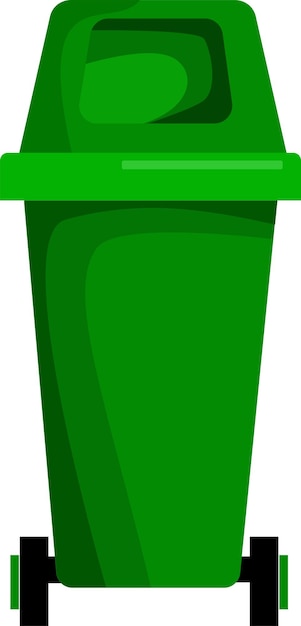 Un contenitore verde vuoto per la spazzatura separata. Illustrazione vettoriale in uno stile piatto. Spazzatura