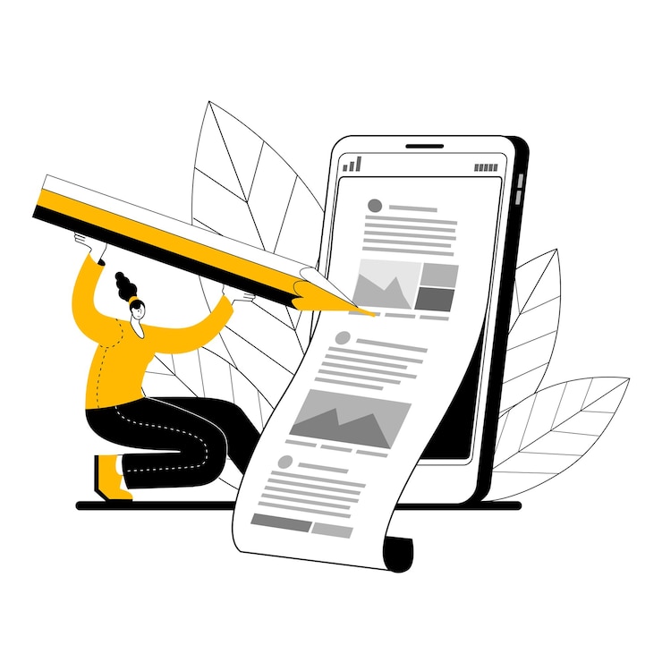 Vettore un copywriter crea contenuti per i social network