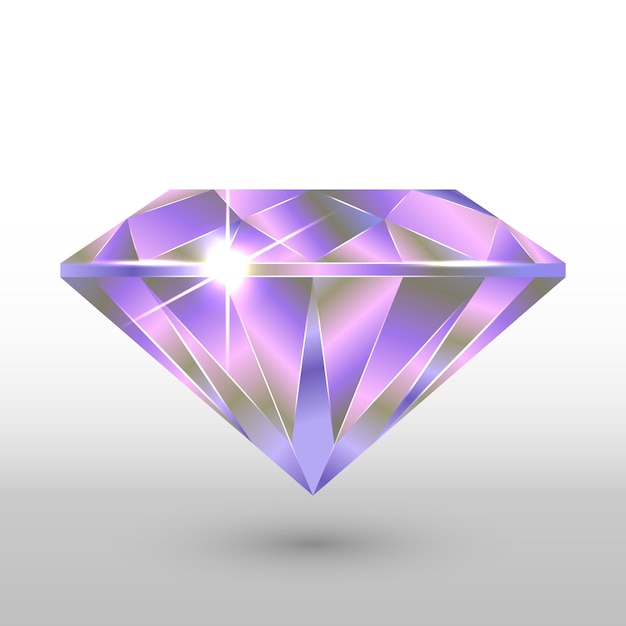 Un cristallo di diamante. Nei toni del viola. Immagine vettoriale.