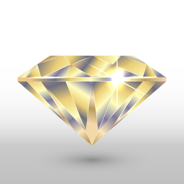 Un cristallo di diamante. Nei toni dell'oro. Immagine vettoriale.